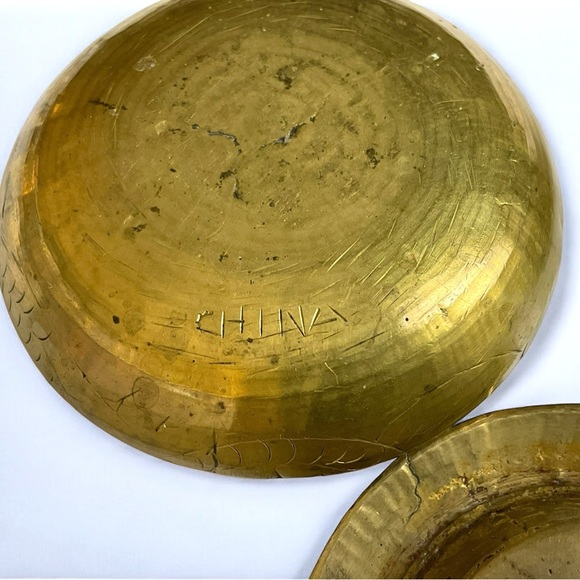 🌺5 Antique Chinese Brass Nesting Bowls/Cups - Picture 6 of 11